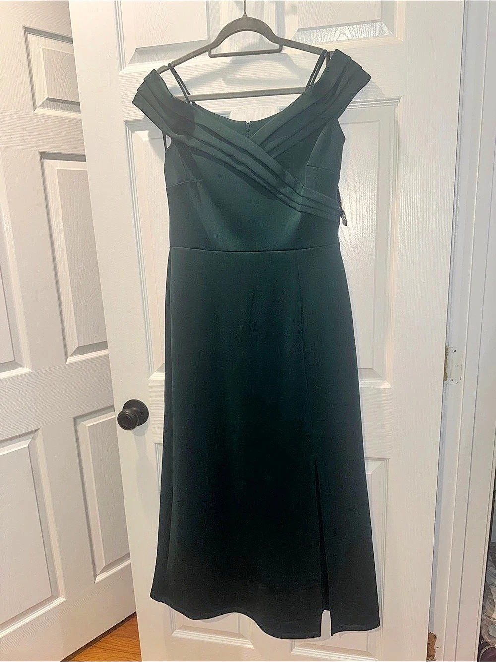 Alexa B Nicole Draped Neck Midi Dress in Green Size 12 Like New
